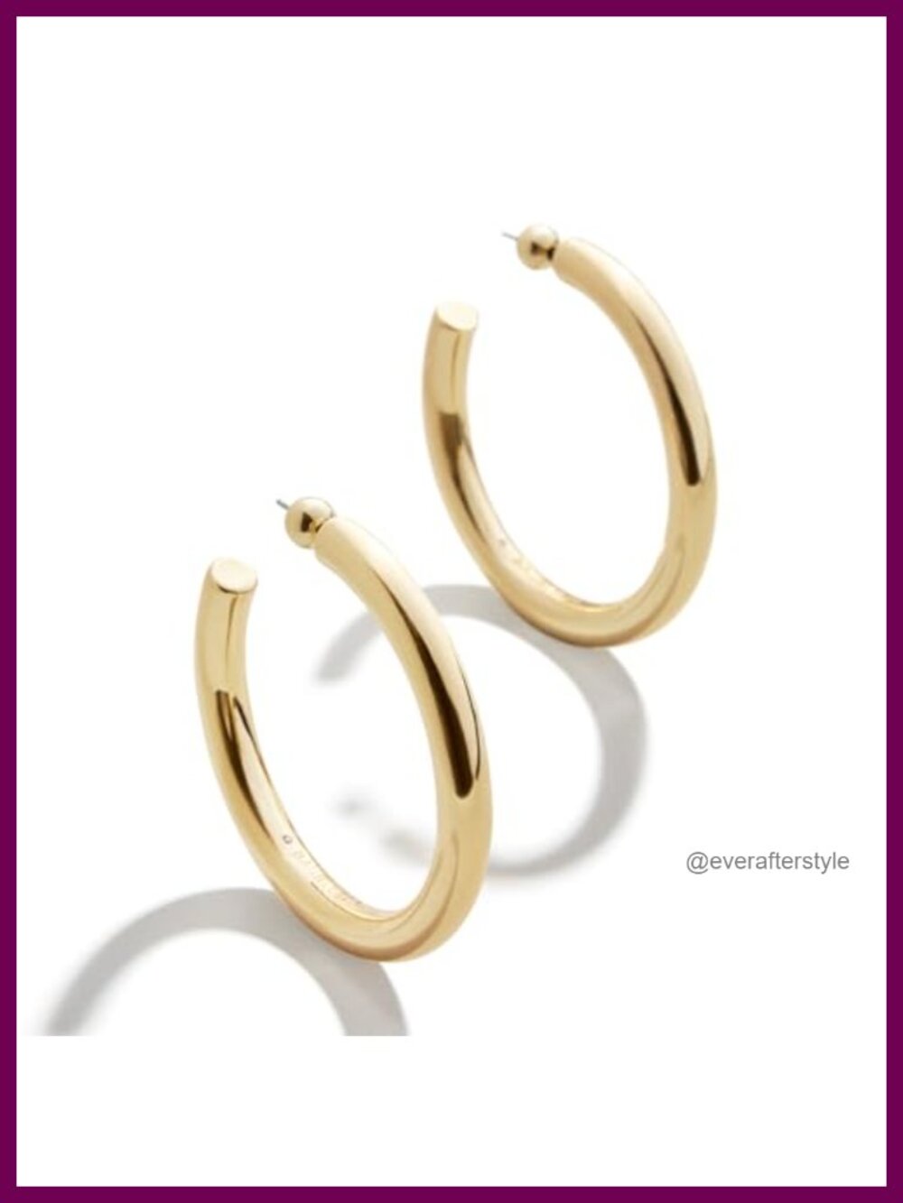 Gold-Plated Hoop Earrings Hypoallergenic Push Back 46MM